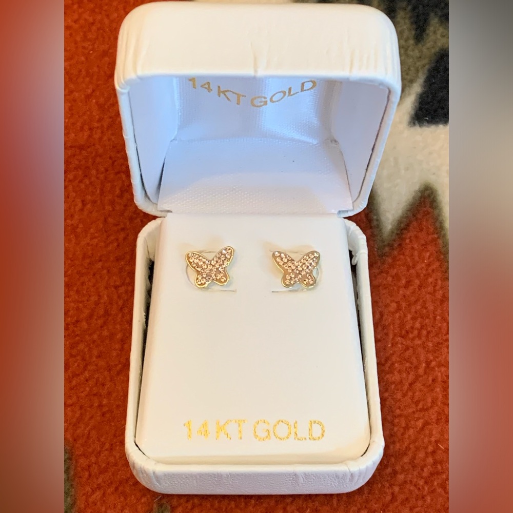14K GOLD BUTTERFLY EARRINGS
